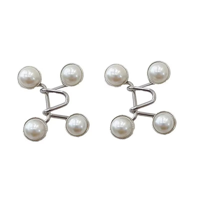 2Pcs Skirt Pants Tighten Waist Brooches Jeans Adjustable Waist Clip Button Pearl Women'S Brooch Set DIY Clothing Accessories