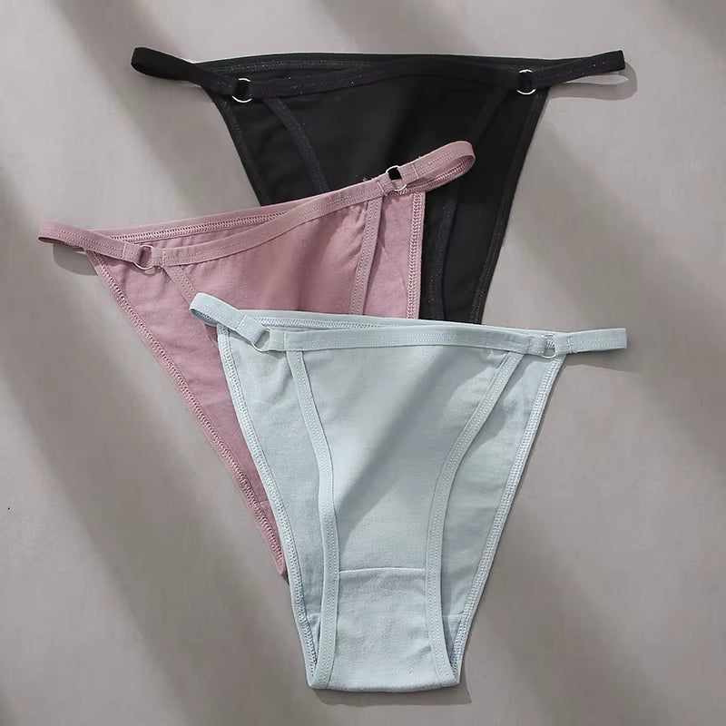 3Pcs/Set Women'S Cotton Panties Low Waist Bikini Briefs M-2XL Ladies Underwear Female Soft Solid Underpants Lingerie New