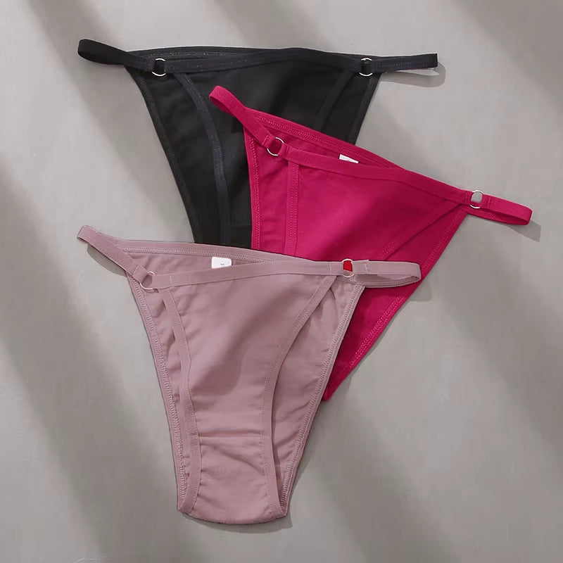 3Pcs/Set Women'S Cotton Panties Low Waist Bikini Briefs M-2XL Ladies Underwear Female Soft Solid Underpants Lingerie New
