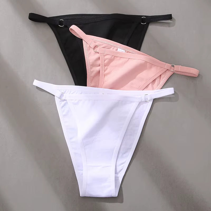 3Pcs/Set Women'S Cotton Panties Low Waist Bikini Briefs M-2XL Ladies Underwear Female Soft Solid Underpants Lingerie New