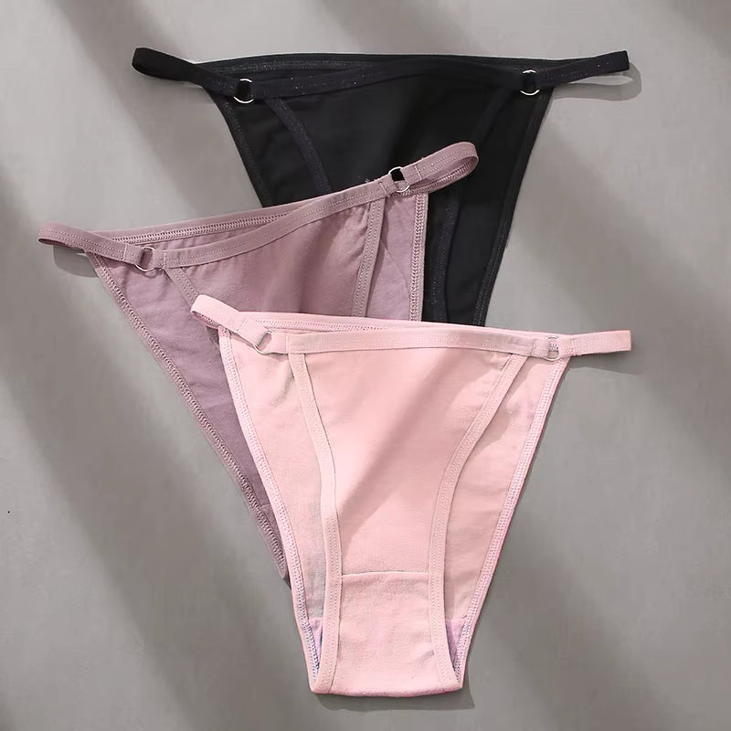 3Pcs/Set Women'S Cotton Panties Low Waist Bikini Briefs M-2XL Ladies Underwear Female Soft Solid Underpants Lingerie New