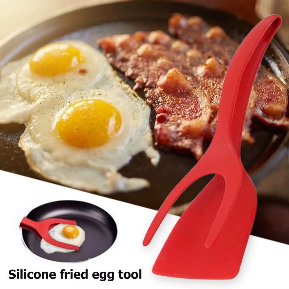 2 in 1 Nylon Grip Flip Tongs Egg Spatula Tongs Steak Spatula Tongs Clamp Pancake Fried Turners Kitchen Accessories Kitchen Items
