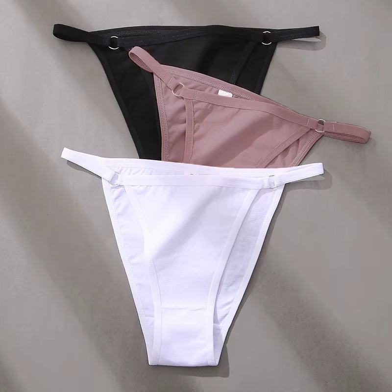 3Pcs/Set Women'S Cotton Panties Low Waist Bikini Briefs M-2XL Ladies Underwear Female Soft Solid Underpants Lingerie New