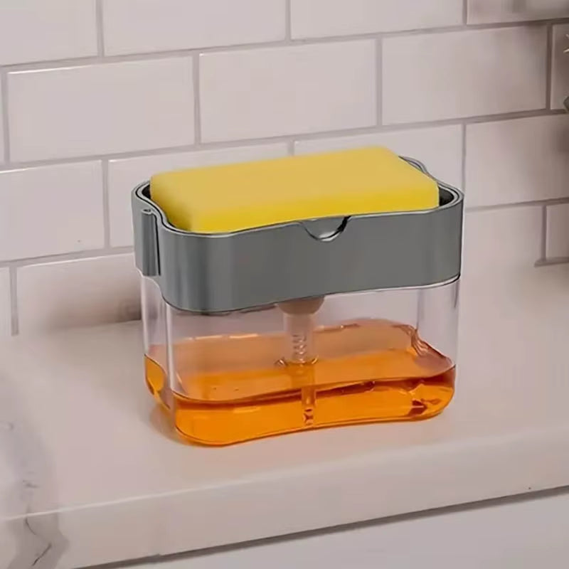 Dish Soap Dispenser for Kitchen,Liquid Soap Dispenser Kitchen Soap Dispenser with Sponge Holder,Sponge Caddy Soap Pump Dispenser