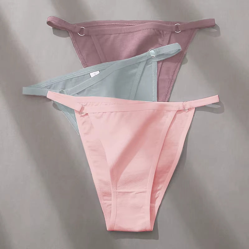 3Pcs/Set Women'S Cotton Panties Low Waist Bikini Briefs M-2XL Ladies Underwear Female Soft Solid Underpants Lingerie New
