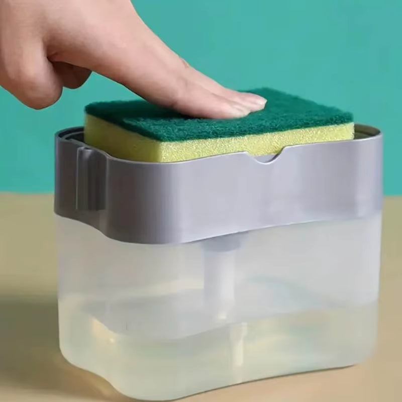 Dish Soap Dispenser for Kitchen,Liquid Soap Dispenser Kitchen Soap Dispenser with Sponge Holder,Sponge Caddy Soap Pump Dispenser