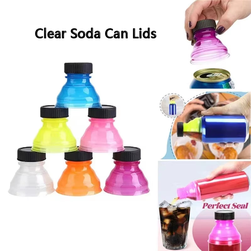 6Pcs Reusable Plastic Airtight Lid Beer Water Dispenser Lid Can Protector Caps Cover Bottle Top Soda Saver Cans Dust Cover