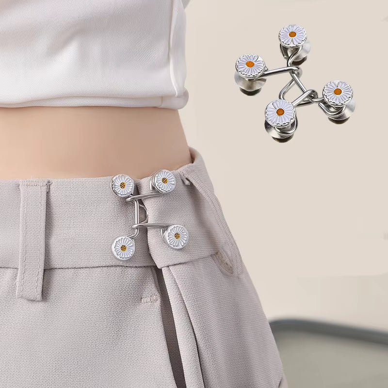 2Pcs Skirt Pants Tighten Waist Brooches Jeans Adjustable Waist Clip Button Pearl Women'S Brooch Set DIY Clothing Accessories