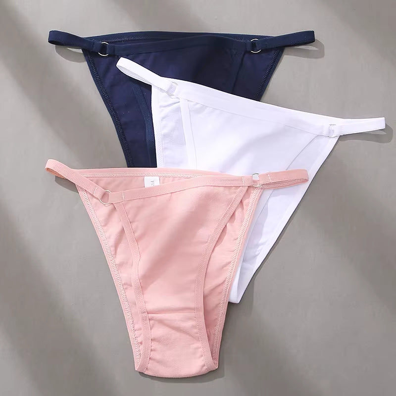 3Pcs/Set Women'S Cotton Panties Low Waist Bikini Briefs M-2XL Ladies Underwear Female Soft Solid Underpants Lingerie New